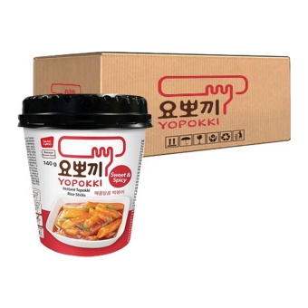 Yopokki - Instant Topokki Reiskuchen Sweet & Spicy - 12 Becher