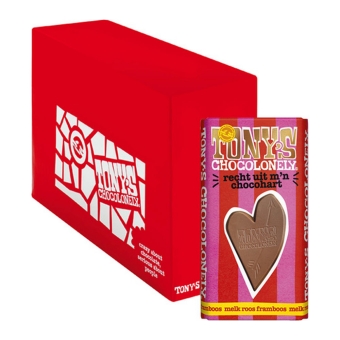 Tony's Chocolonely - Geschenk Tafel: Direkt aus meinem Schokoladenherzen (Vollmilchschokolade Rose Himbeere) - 15x 180g