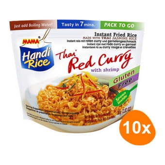 Mama Handi Rice - Gebackenem Instant-Reis Roten Thai-Curry mit Garnelen - 10 Beutel