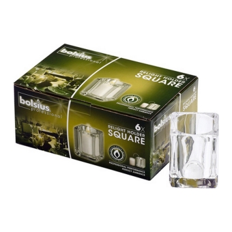 Bolsius – Relight-Halter Square – Transparent – 6 Stück