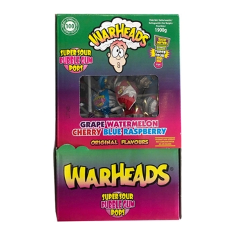 Warheads - Super Sour Bubblegum Pops - 100er