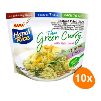 Mama Handi Rice - Gebackenem Instant-Reis grünes Curry mit Fischfleisch - 10 Beutel