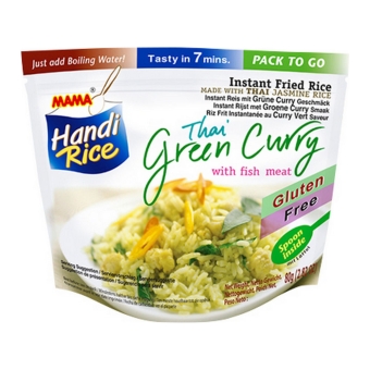 Mama Handi Rice - Gebackenem Instant-Reis grünes Curry mit Fischfleisch - 10 Beutel