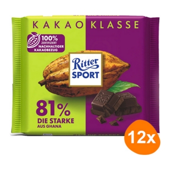  Ritter Sport - Kakao Klasse 81% Die Starke aus Ghana - 12x 100g