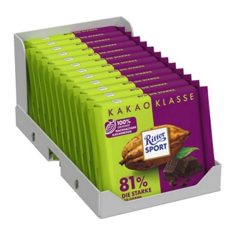 Ritter Sport - Kakao Klasse 81% Die Starke aus Ghana - 12x 100g