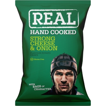 Real Crisps - Strong Cheddar & Onion - 10 x 150 Gramm