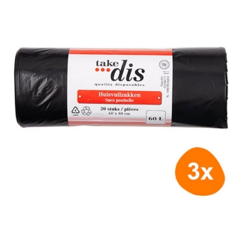 Take Dis - Müllbeutel Grau 60ltr - 3x 20 Beutel