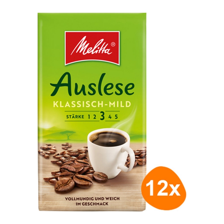 Melitta - Auslese Klassisch-Mild Gemahlener Kaffee - 12x 500g