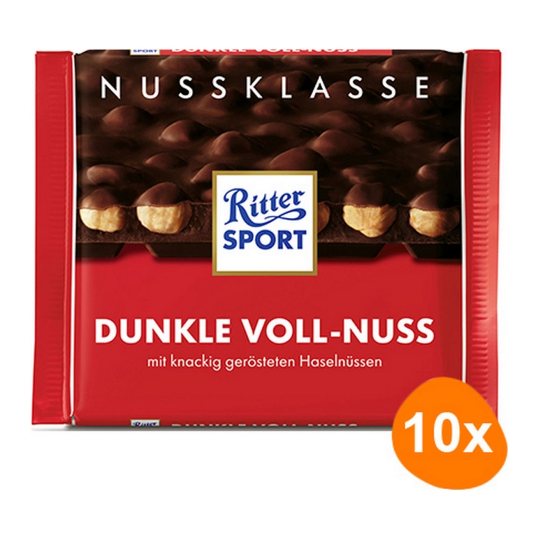 Ritter Sport - Dunkle Voll-Nuss - 10x 100g