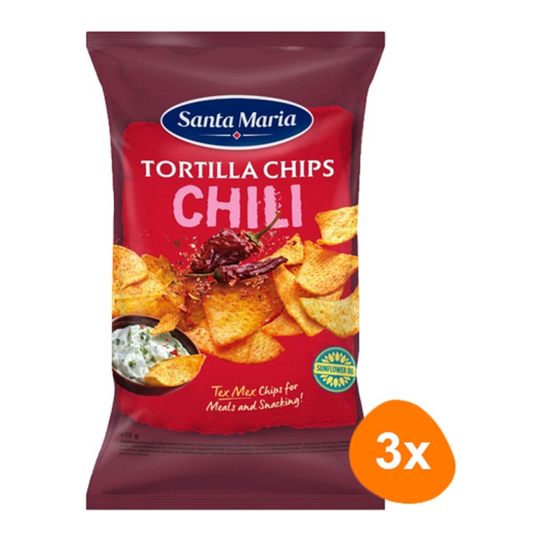 Santa Maria - Tortilla Chips Chili - 3x 475g