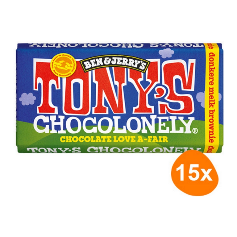 Tony's Chocolonely - Ben & Jerry's Dunkle Vollmilchschokolade Brownie - 15x 180g