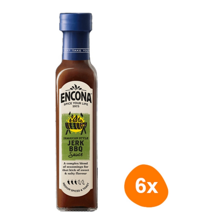 Encona - Jamaican Style Jerk BBQ Sauce - 6x 142ml