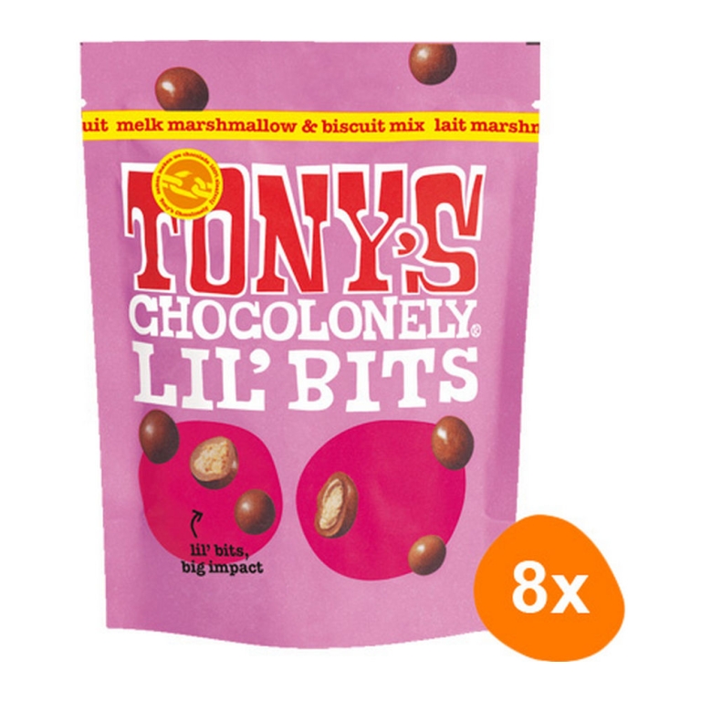 Tony's Chocolonely - Lil’Bits Vollmilch Marshmallow & Keks Mischung - 8x 120g