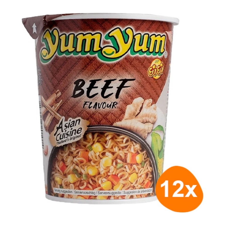 Yum Yum - Instant Nudeln Rindfleisch - 12 Becher