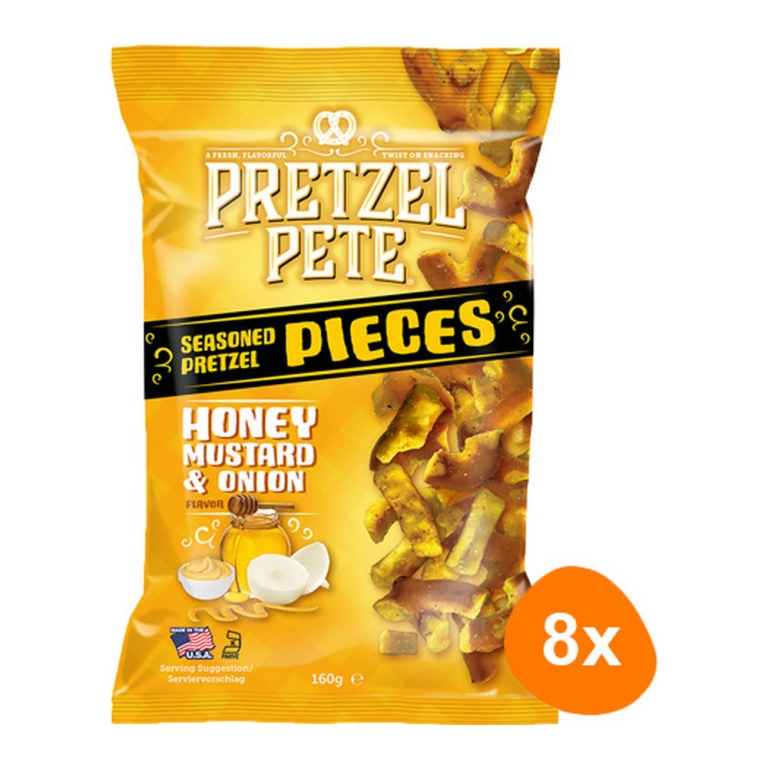 Pretzel Pete - Honey Mustard & Onion Pretzel Pieces - 8x 160g