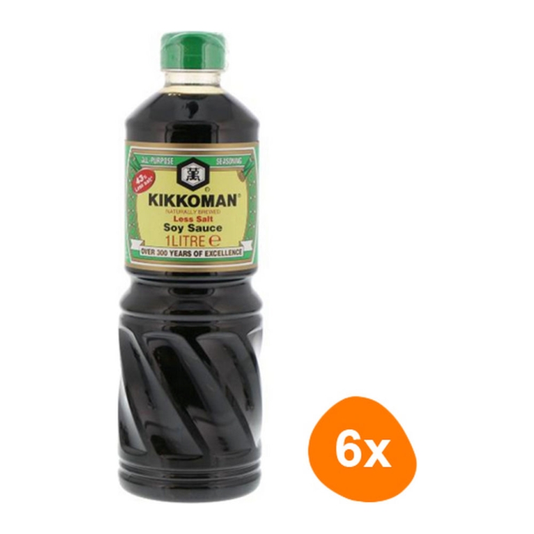 Kikkoman - Sojasauce (Weniger Salz) - 6x 1 ltr