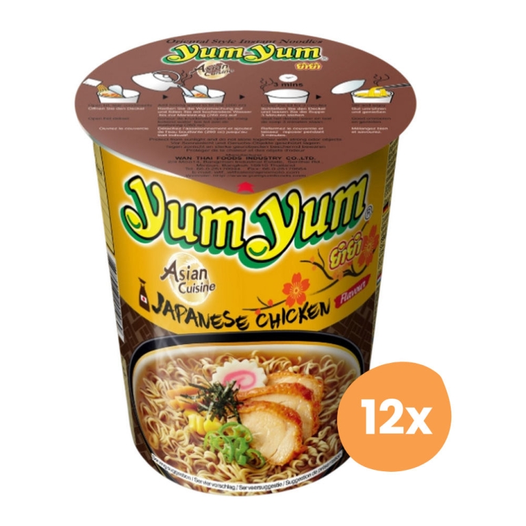 Yum Yum | Japanisches Hähnchen Nudeln Becher | 12 x 70 g