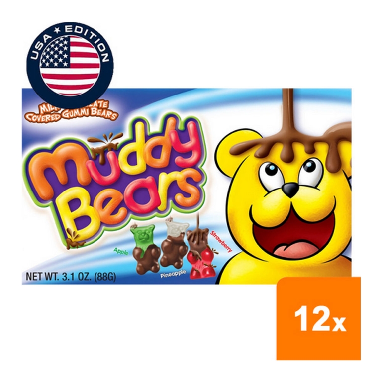 Muddy Bears - Gummibärchen mit Schokolade überzogen - 12x 88g