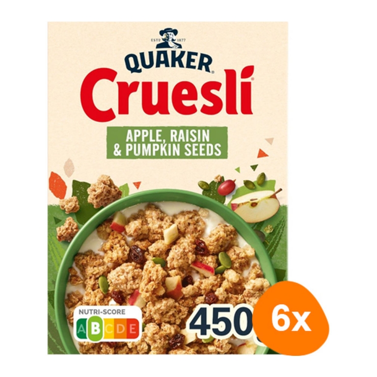 Quaker - Cruesli Apfel & Rosinen - 6x 450g