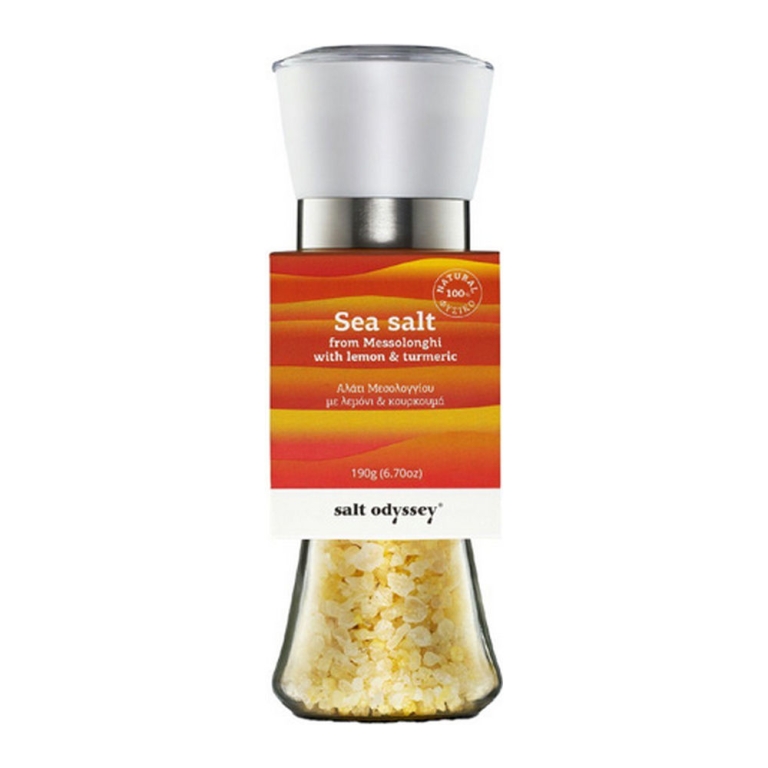 Salt Odyssey –  Meersalz aus Messolonghi Mit Zitrone & Kurkuma (Mühle) – 190g
