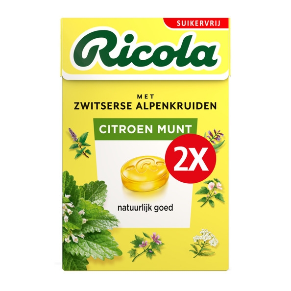 Ricola - Zitrone Minze Zuckerfrei Duopack - 10x 2x 50g