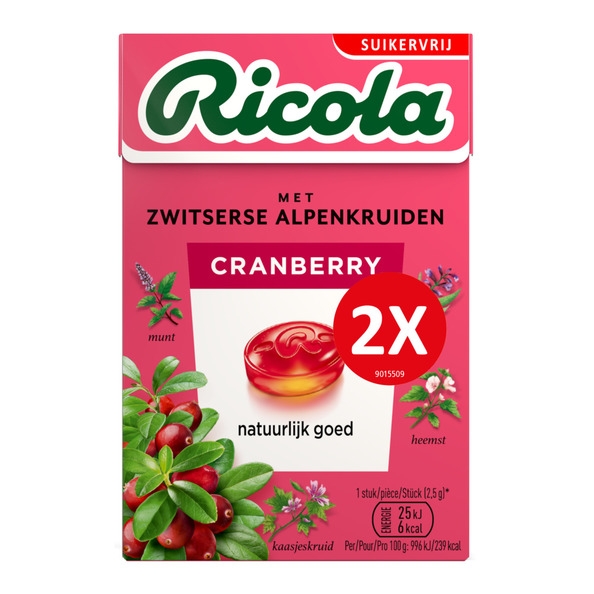 Ricola - Cranberry Zuckerfrei Duopack - 10x 2x 50g