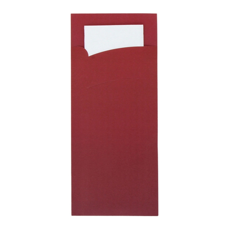 Bestekzakje - Pochette Bordeaux - Wit Servet - 600 stuks
