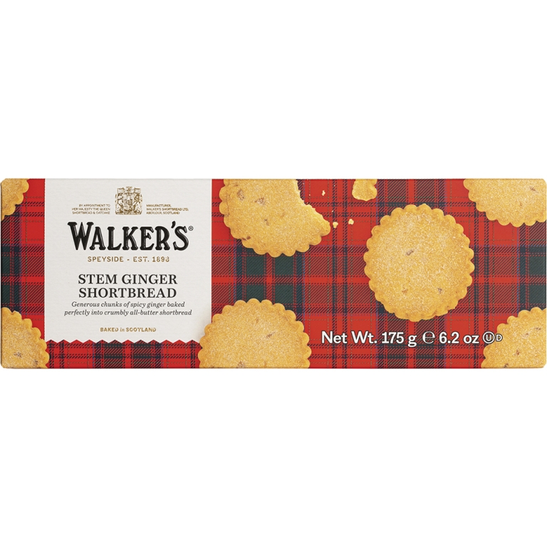 Walkers - Walker's Stem Ginger Shortbread Karton - 12 x 175 Gramm