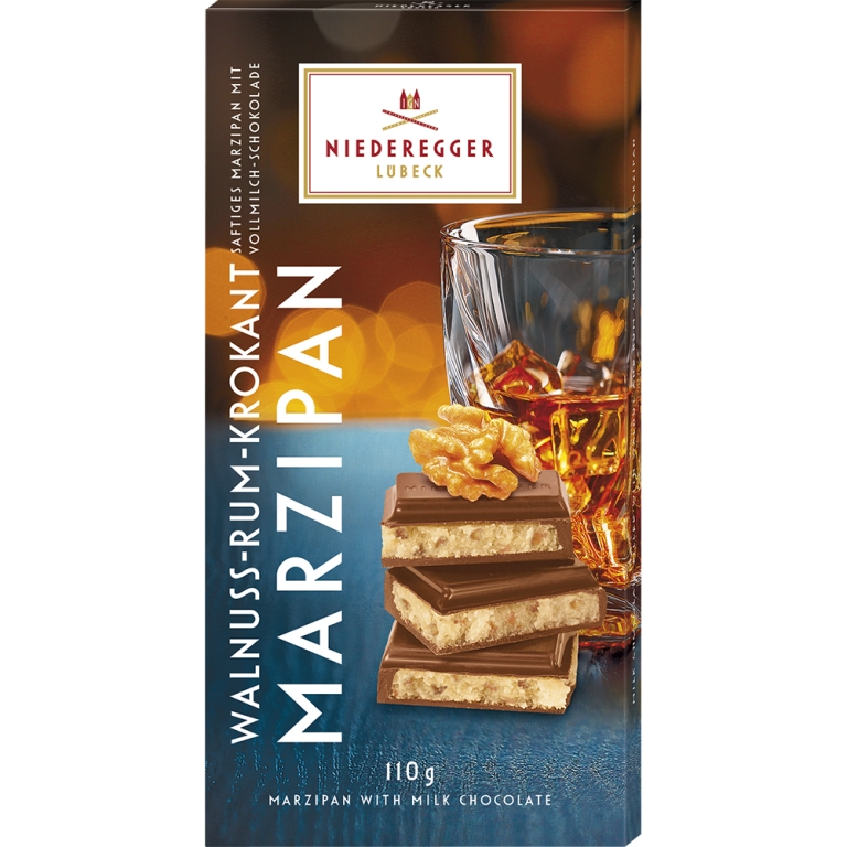 Niederegger - Marsepein Walnoot-rum Melkchocolade - 10 x 110 Gramm