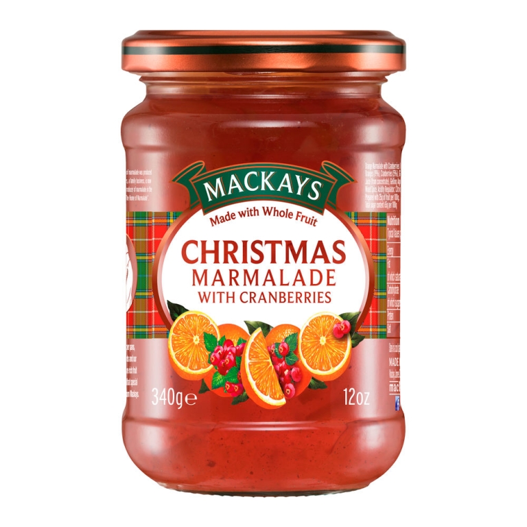 Mackays - Kerst Marmalade Cranberries Glas - 6 x 340 Gramm
