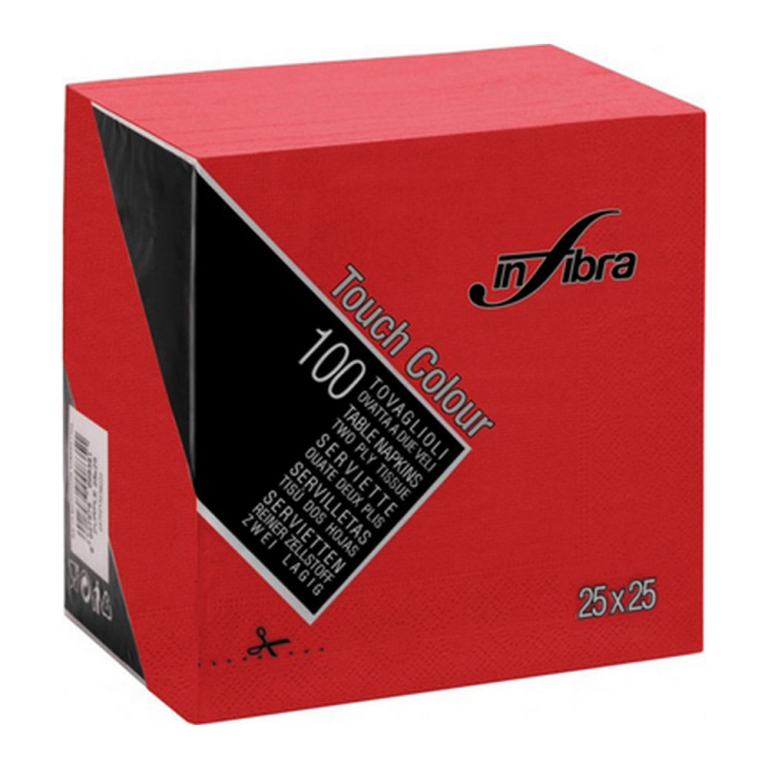 Infibra - Servetten 2-laags - 1/4 vouw - Rood - 25x25cm - 30x100 stuks