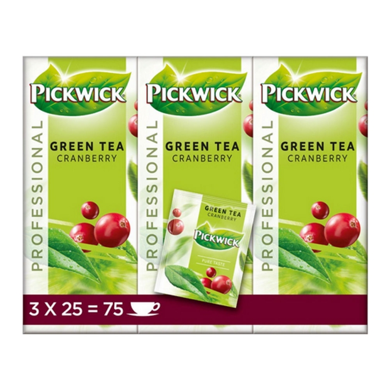 Pickwick - Professional Green Tea Cranberry - 3x 25 Teebeutel