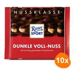 Ritter Sport - Dunkle Voll-Nuss - 10x 100g
