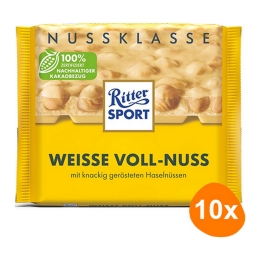  Ritter Sport - Weisse Voll-Nuss - 10x 100g