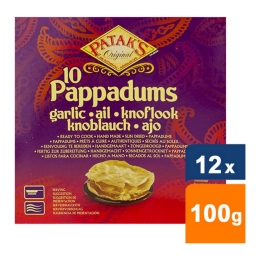 Patak's - Pappadum Knoblauch (Fertig zur Zurbereitung) - 12x 100g
