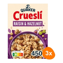 Quaker - Cruesli Rosinen & Haselnuss - 3x 450g
