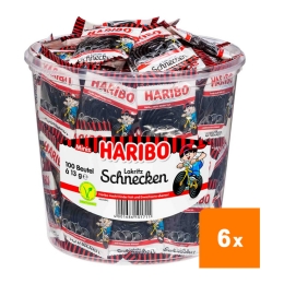 Haribo - Lakritz Schnecken - 6x 100 Minibeutel 